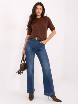 Women's straight-leg high-waisted jeans, dark blue
