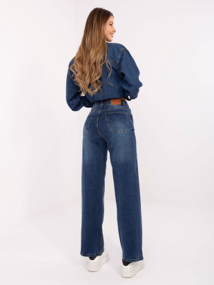 Women's wide-leg high-waisted jeans – dark blue