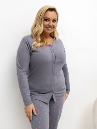 Women's cotton polka dot pyjamas with long sleeves