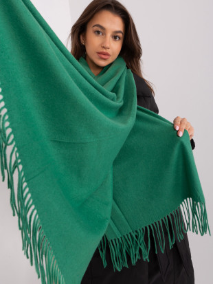 Dark Green Knitted Scarf with Fringes