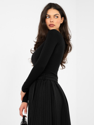 Black cotton blouse with long sleeves and lining