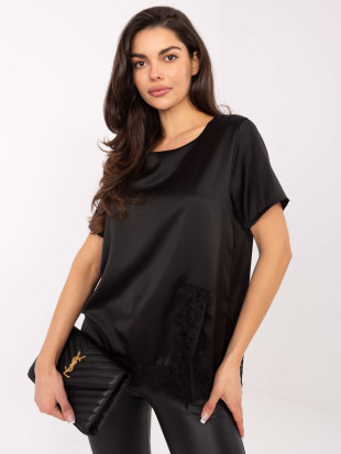 Elegant black blouse with lace