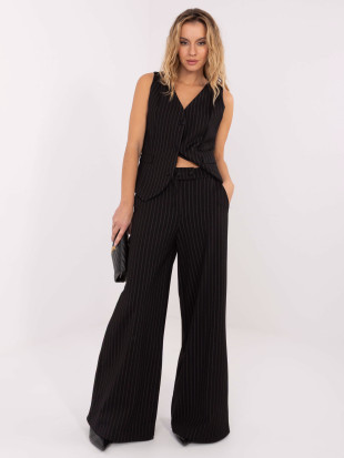 Elegant black palazzo trousers with stripes