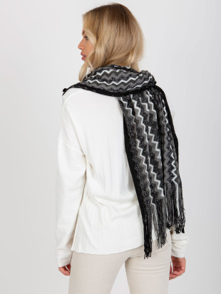 Black Women's Patterned Scarf with Shiny Thread