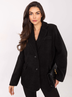 Elegant black transitional coat with lining