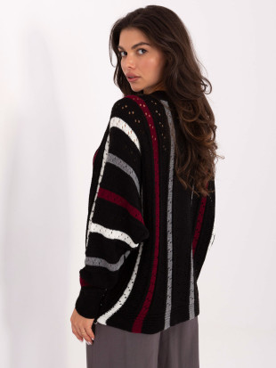 Black openwork striped sweater