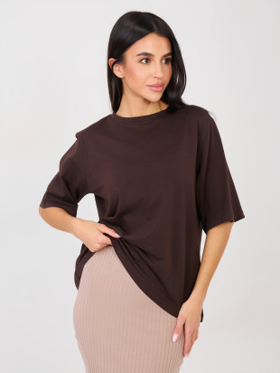 Women's brown cotton T-shirt with short sleeves