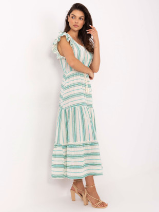 White-Green Flared Dress