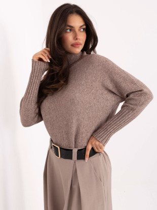 Beige turtleneck sweater with smooth pattern