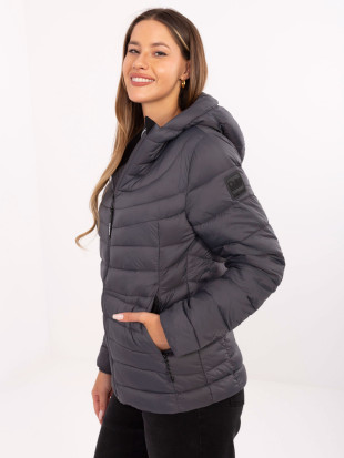 Graphite Quilted Jacket with Hood