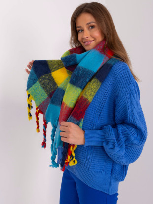 Elegant Blue Scarf with Fringes