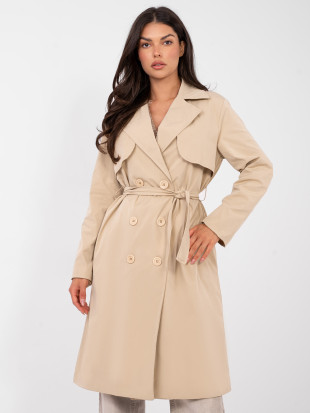 Camel transitional trench coat with belt