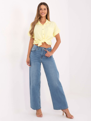 Women's wide-leg high-waisted jeans, light blue