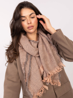 Light Pink Scarf with Chevron Pattern and Fringes