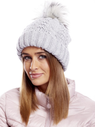 Light Gray Cable Knit Beanie