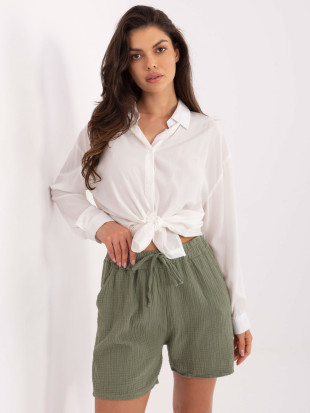 Khaki High-Waisted Shorts