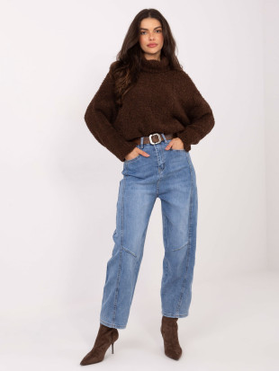 Women's balloon fit high-waisted jeans, blue