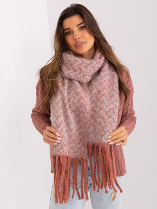 Geometric Scarf in Orange and Light Gray