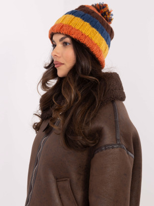 Striped Winter Beanie with Pom-Pom