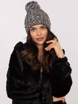 Stylish Gray Beanie with Application