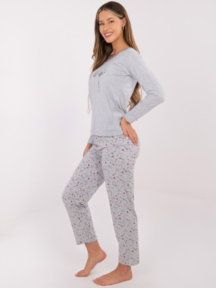 Women's cotton pyjama with print, grey