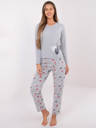 Grey pyjamas with print, long sleeve