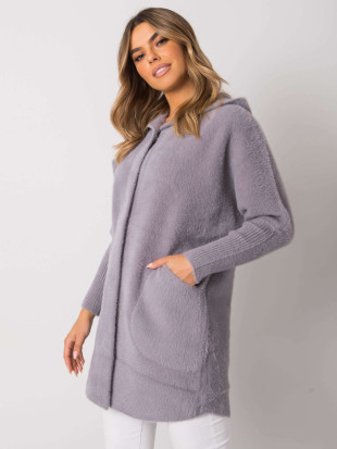 Grey alpaca coat with hood