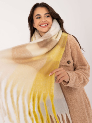 Elegant Yellow Scarf with Checkered Pattern