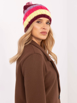 Stylish Beanie with Stripes and Pom-Pom