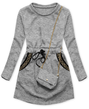 Grey girl's dress with drawstring waist